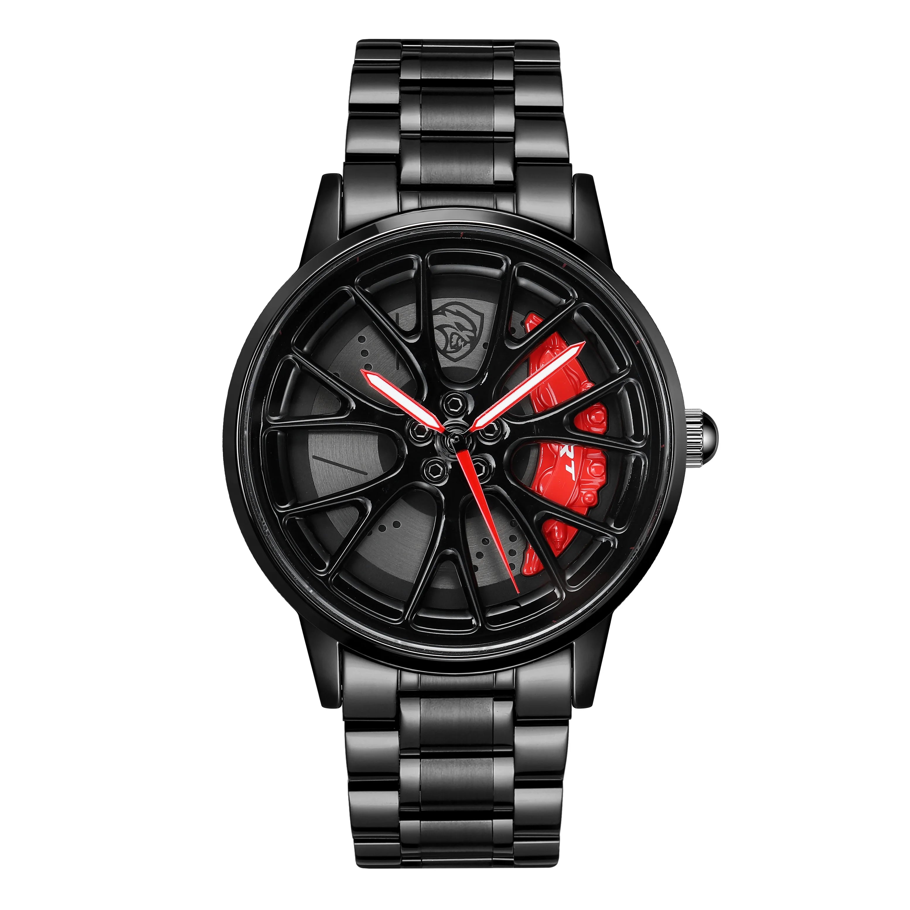 Original 3D Real Man Watches Waterproof Rotate Watches Car Rim Watch Quartz Men'S Sports 360° Rotate for Hell Cat SRT