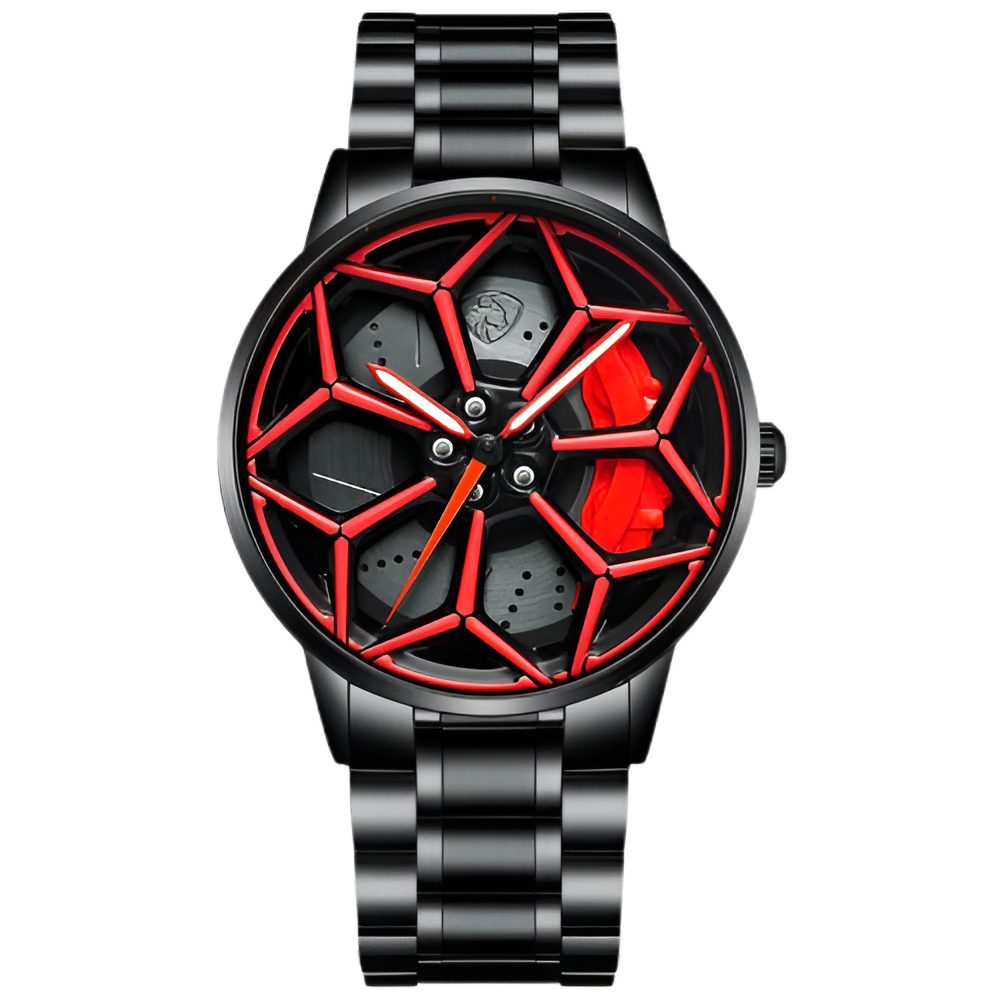 Original 3D Real Man Watches Waterproof Rotate Watches Car Rim Watch Quartz Men'S Sports 360° Rotate Wheel Watch for Lambo Urus