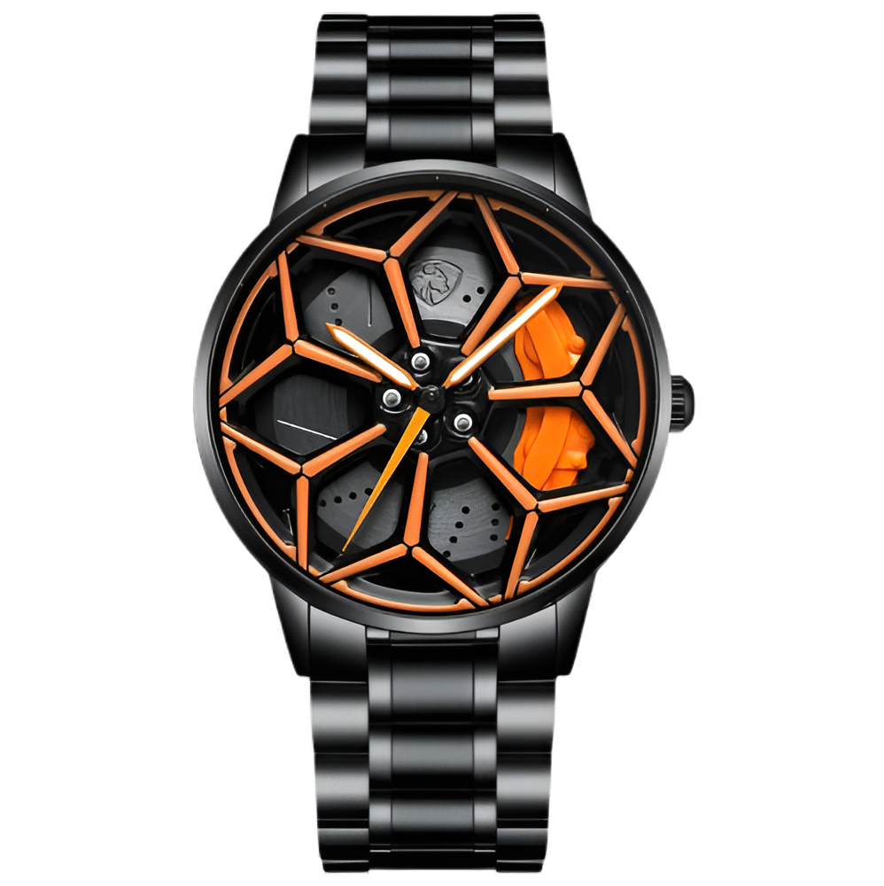 Original 3D Real Man Watches Waterproof Rotate Watches Car Rim Watch Quartz Men'S Sports 360° Rotate Wheel Watch for Lambo Urus
