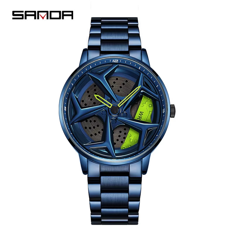 P1087 Casual Wheel Male Luxury Gift Watch Waterproof Rotary Sport Car Rim Best Selling Quartz Wristwatch Mens Watches Boy