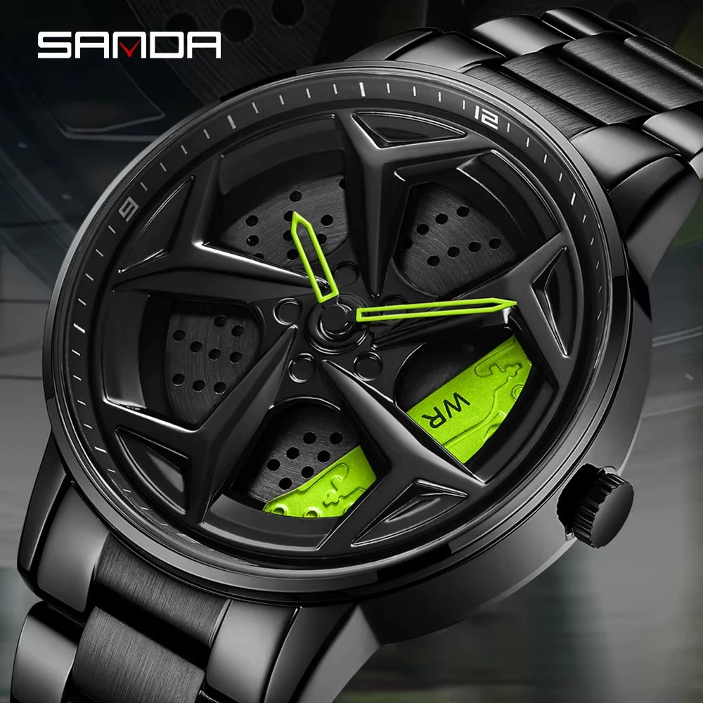 P1087 Casual Wheel Male Luxury Gift Watch Waterproof Rotary Sport Car Rim Best Selling Quartz Wristwatch Mens Watches Boy