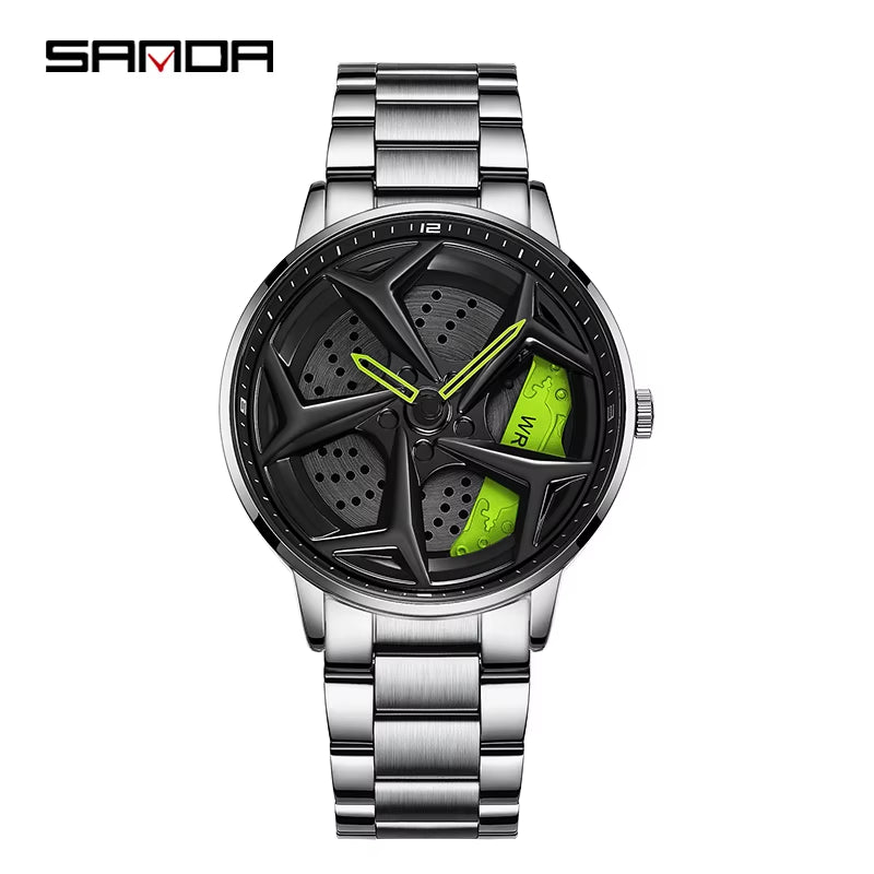 P1087 Casual Wheel Male Luxury Gift Watch Waterproof Rotary Sport Car Rim Best Selling Quartz Wristwatch Mens Watches Boy